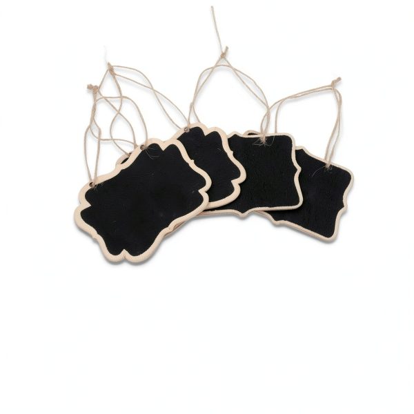 OQXEJPHFN Mini Chalkboard Tags 8.5x6 cm Black Wood Set 24 Pieces-2