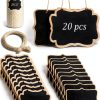 OQXEJPHFN Mini Chalkboard Tags 8.5x6 cm Black Wood Set 24 Pieces-0