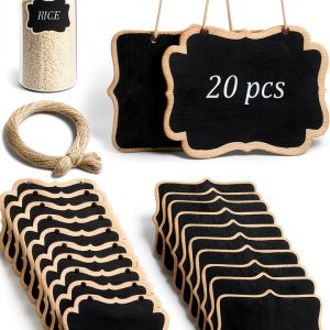 OQXEJPHFN Mini Chalkboard Tags 8.5x6 cm Black Wood Set 24 Pieces-0