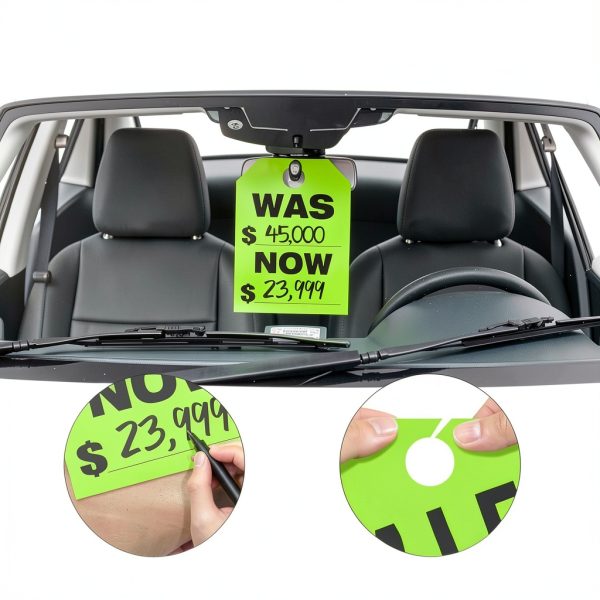 Vivitex Green Car Mirror Hanger Tags 8.3x11.2in 100 Pack Paper-6